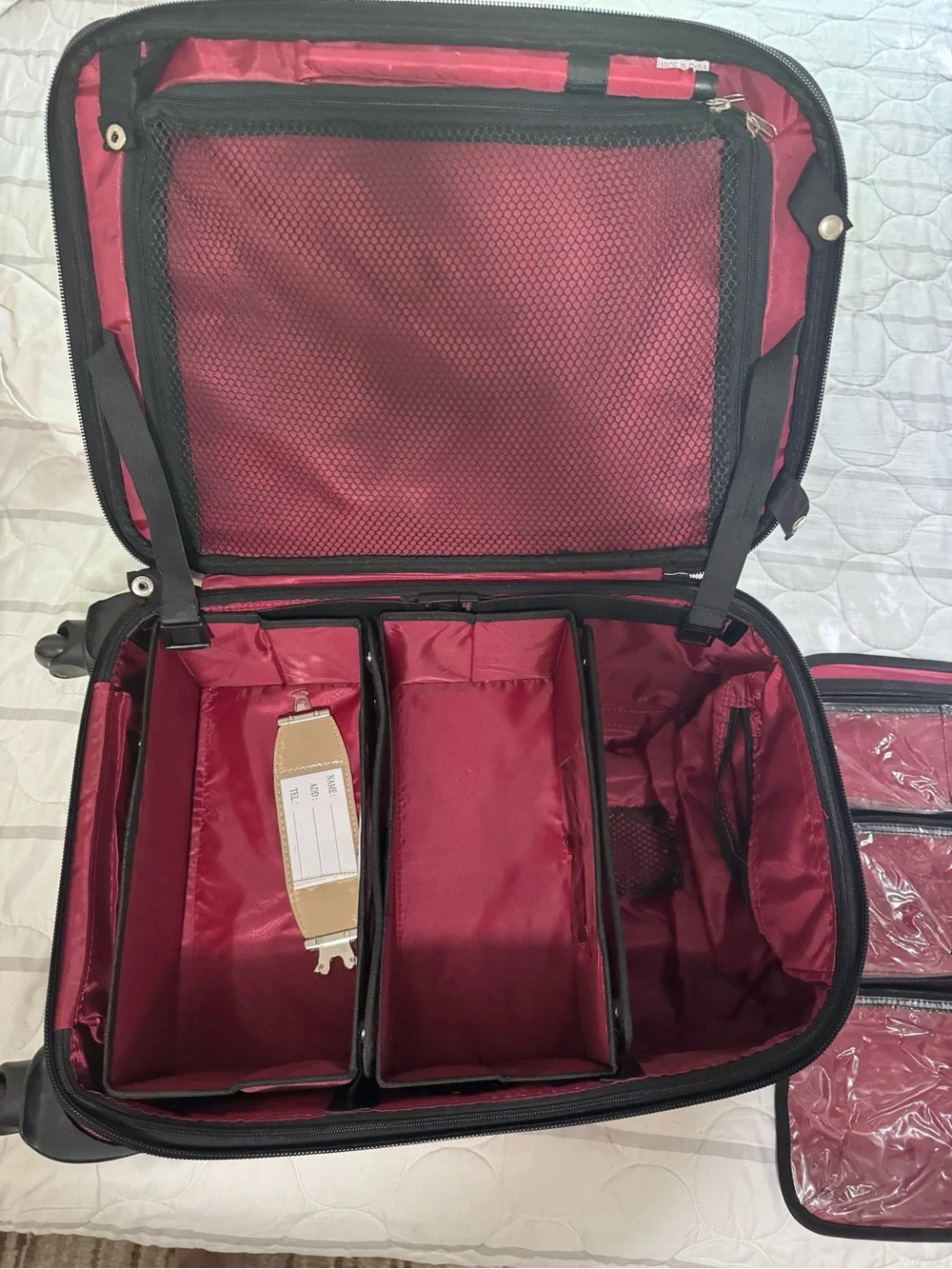 Glossy Red Croc-Texture Carry-On Travel Bag